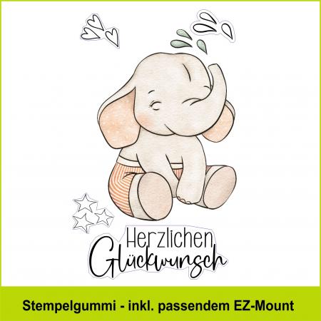 Babyelefant sitzend - Stempelgummi